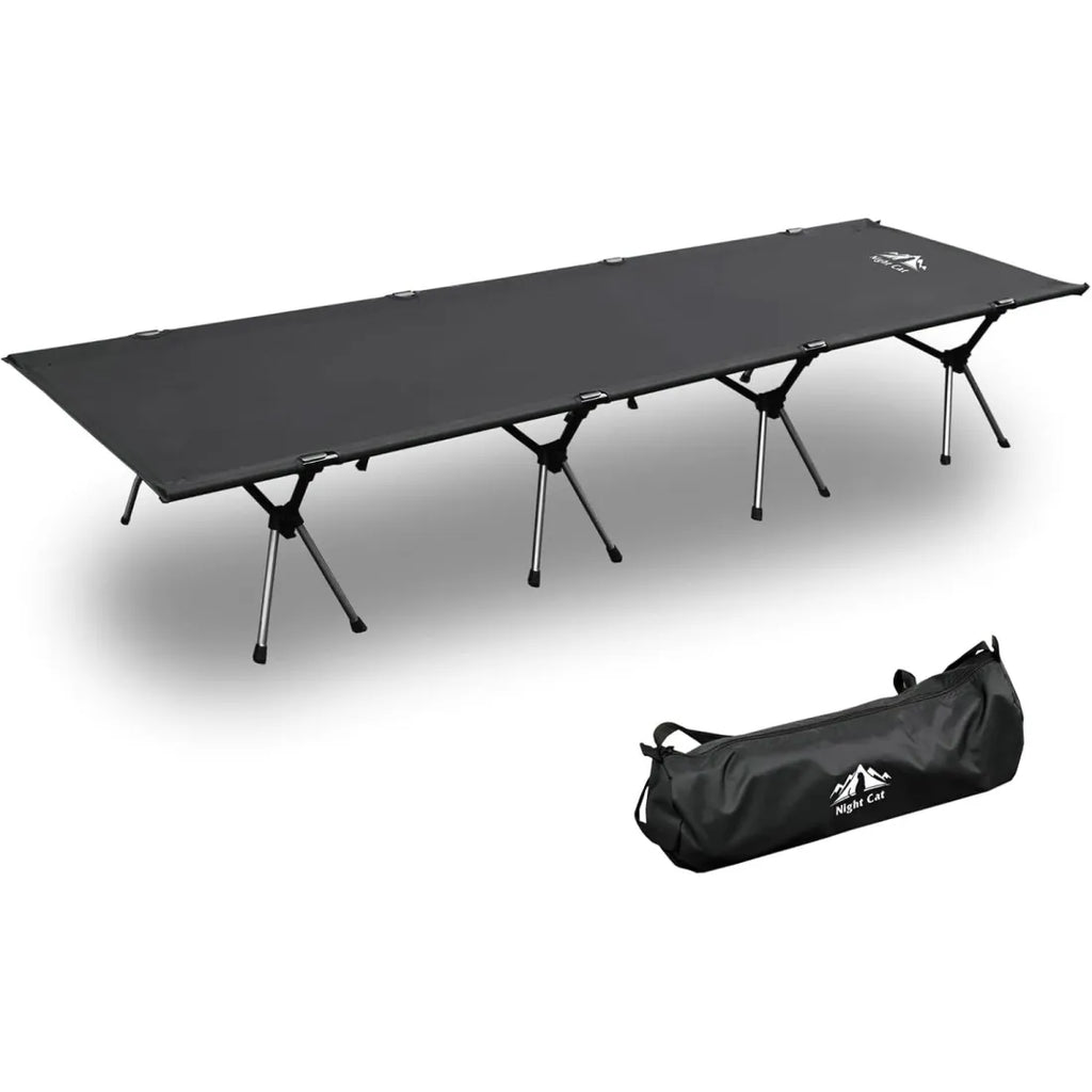 Night Cat Camping Cot Bed - Portable Folding Sleeping Cots for Adults 1-Person Outdoor Elevated Off-Ground Beds Easy Set-up Army Sleeping Bed 87"x28"
