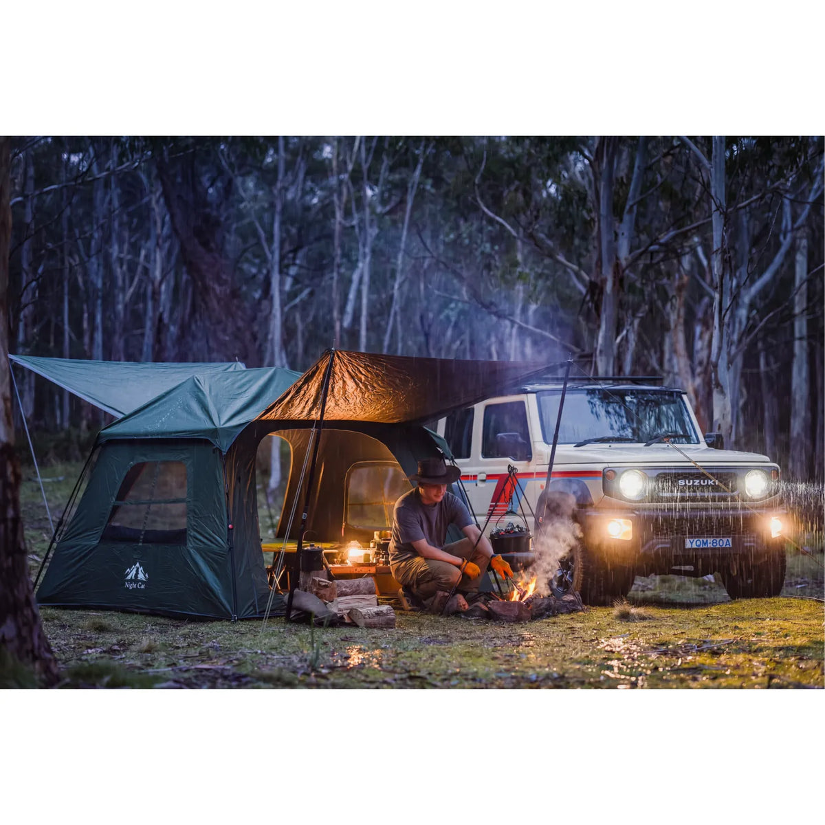Night Cat Blackout Cabin Tent: 4 Person Pop Up Camping Tent with Vestibule & Rainfly Waterproof Instant Easy Setup Family Tent