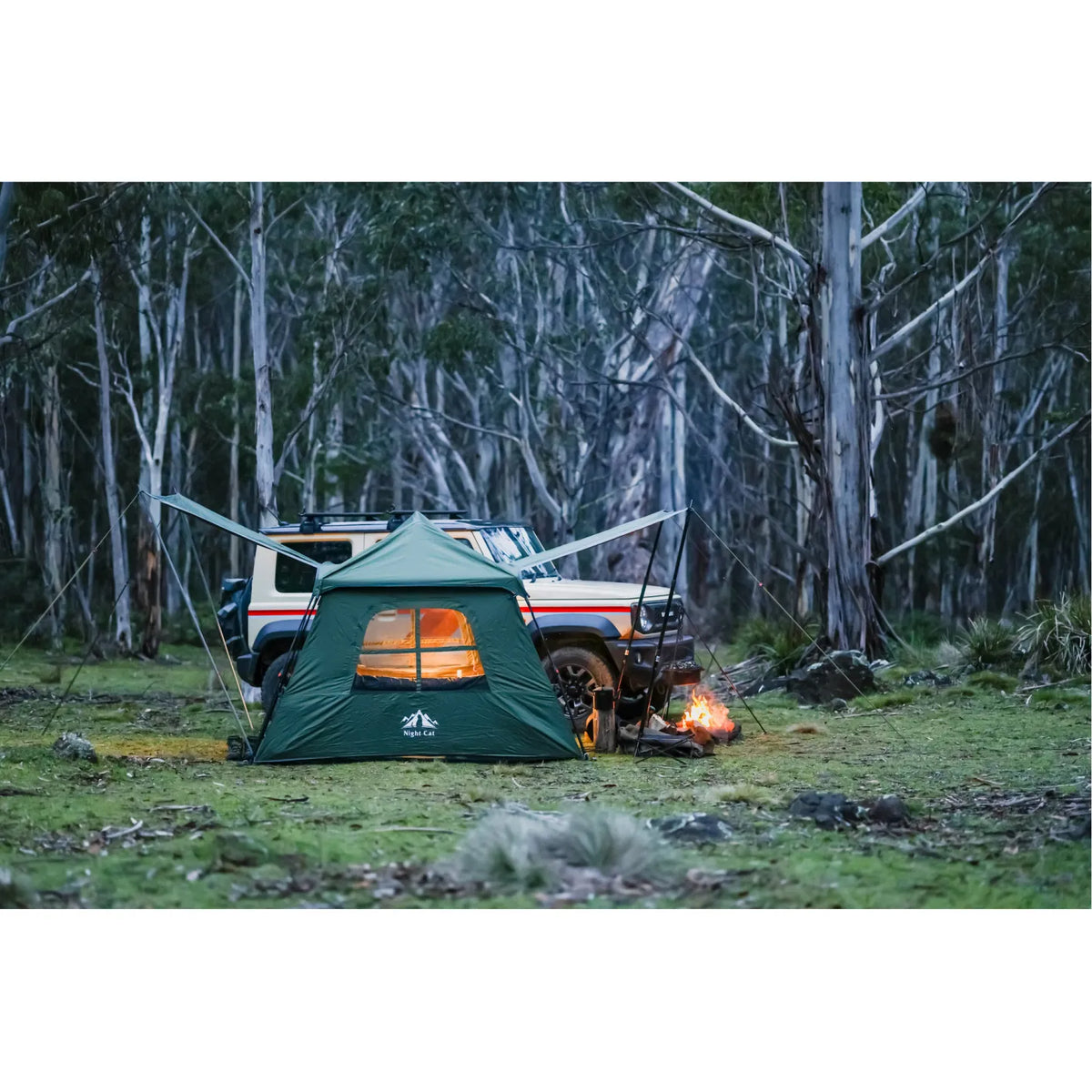 Night Cat Blackout Cabin Tent: 4 Person Pop Up Camping Tent with Vestibule & Rainfly Waterproof Instant Easy Setup Family Tent